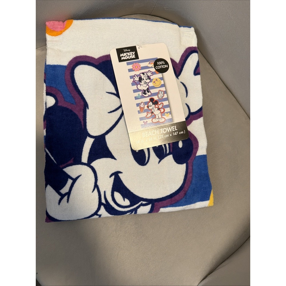 Mickey Mouse & Friends Minnie Mouse Beach Towel 28" x 58" 100% cotton -NEW